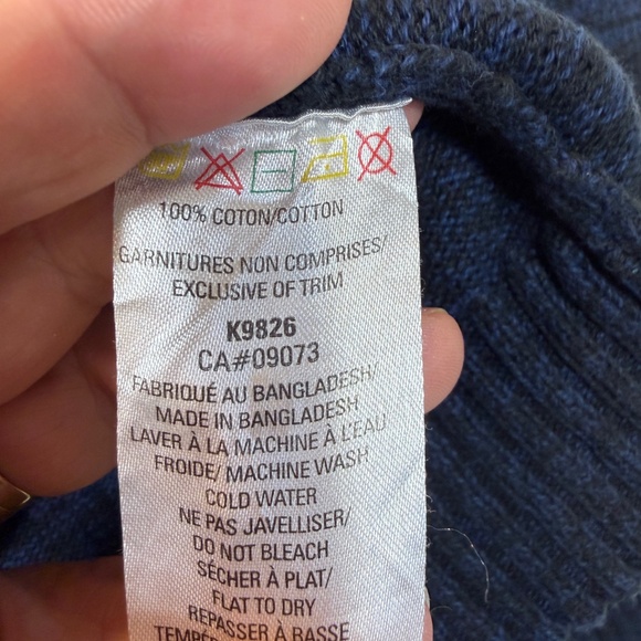 Kangol Vintage Sweater Mens Size Large Blue Knit 1/4 Zip Preppy 100% Cotton - Picture 7 of 10